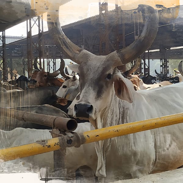 Desi cows in the shed.